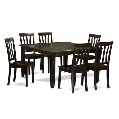 East West Furniture 7 Piece Dining Table Set-Dinette Table With Leaf and 6 Dinette Chairs PFAN7-CAP-W